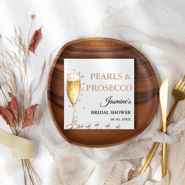 Servilleta De Papel Perlas Y Fiesta De La Ducha Bridal Prosecco (Subido por el creador)