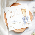 Servilleta De Papel Perlas y pañales de ducha azul Prosecco<br><div class="desc">Celebremos con estilo con estas elegantes toallas de ducha de novia con perlas acuarelas,  una copa de champán y un arco azul de moda. Ideal para tomar una copa y añadir un toque refinado a su mesa fiesta.</div>
