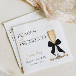 Servilleta De Papel Perlas y Prosecco Black Bow Bridal Shower