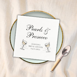 Servilleta De Papel Perlas y Prosecco Bridal Shower Elegante