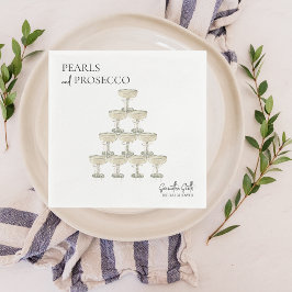 Servilleta De Papel Perlas y Prosecco Despedida de Soltera Elegante