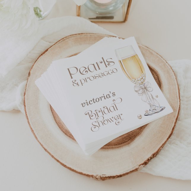 Servilleta De Papel Perlas y Prosecco Despedida de Soltera Elegante (Subido por el creador)