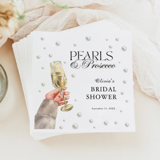 Servilleta De Papel Perlas y Prosecco Elegante Bridal Shower Brunch