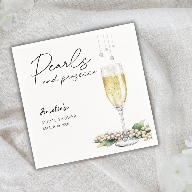 Servilleta De Papel Perlas Y Prosecco Elegante Vegetación Ducha Bridal (Subido por el creador)