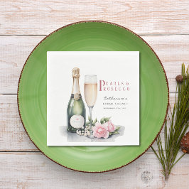 Servilleta De Papel Perlas y Prosecco Floral Elegante Desayuno Nupcial