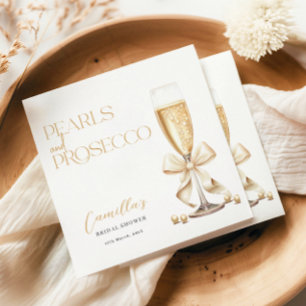 Servilleta De Papel Perlas y Prosecco Gold Minimal Despedida de Solter