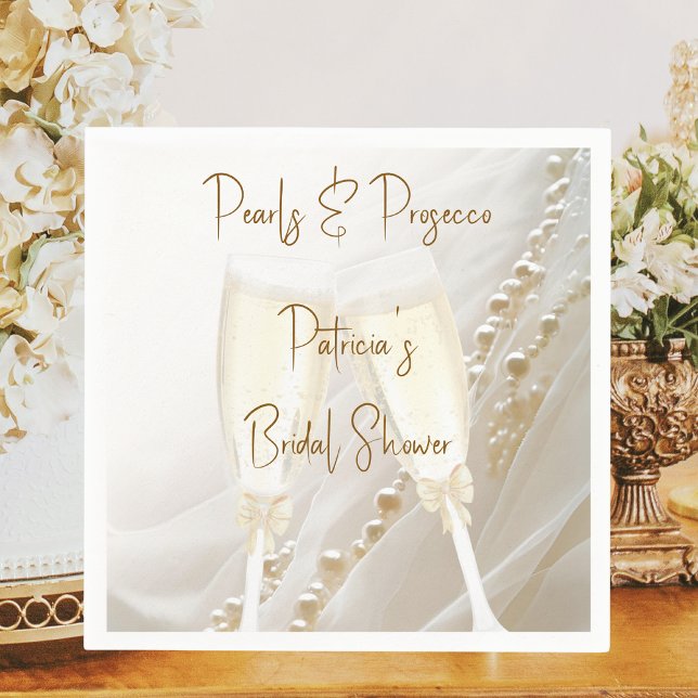 Servilleta De Papel Perlas y Prosecco Moderno Elegante Ducha Bridal (Subido por el creador)
