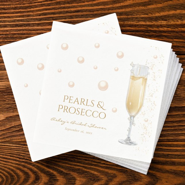 Servilleta De Papel Perlas y Prosecco para Despedida de Soltera (Subido por el creador)