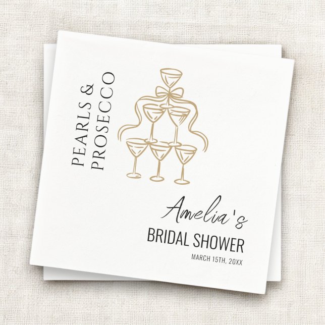 Servilleta De Papel Perlas y Prosecco para Despedida de Soltera (Subido por el creador)