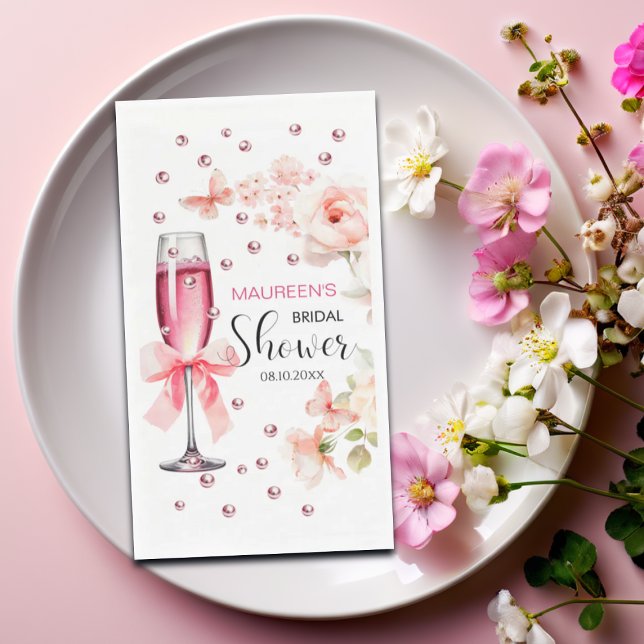 Servilleta De Papel Perlas y Prosecco Rosas Rosadas Polvorientas Despe (Subido por el creador)