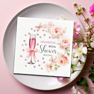 Servilleta De Papel Perlas y Prosecco Rosas Rosadas Polvorientas Despe