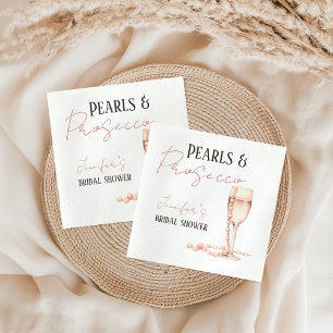 Servilleta De Papel Perlas y Prosecco Rubor ducha de novia rosa