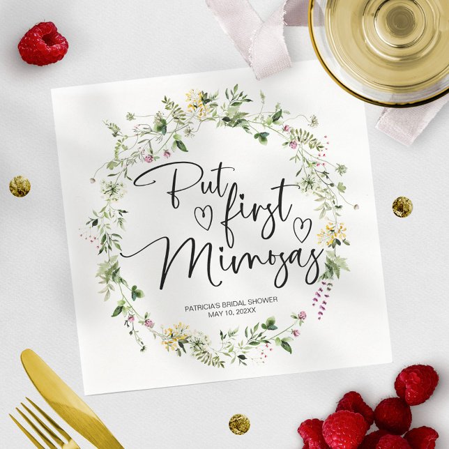 Servilleta De Papel Pero Primero Mimosas Desayuno Nupcial de Flores Si (Subido por el creador)