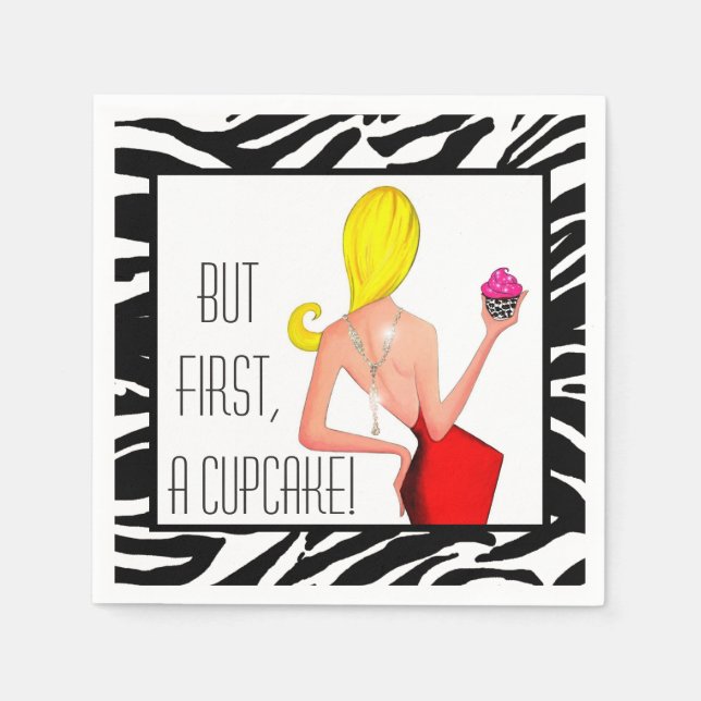 Servilleta De Papel "Pero Primero, ¡Un Pastel!" DIVA Cocktail Napkins (Anverso)