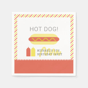 Servilleta De Papel Perrito caliente! Cumpleaños moderno rojo y amaril