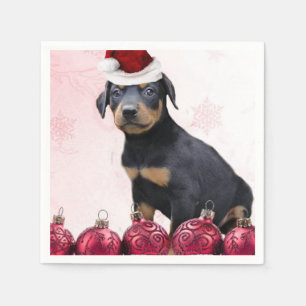 Servilleta De Papel Perrito del Pinscher del Doberman del navidad