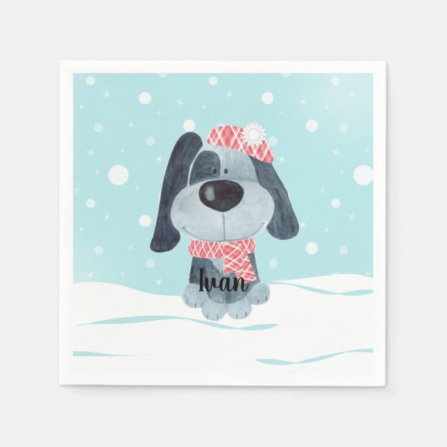 Servilleta De Papel Perrito lindo, bebé (Anverso)