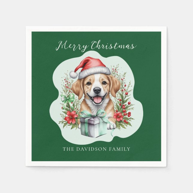 Servilleta De Papel Perrito Lindo Navidad  (Anverso)