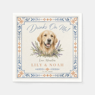 Servilleta De Papel Perrito Retriever Dorado Personalizado Boda Italia