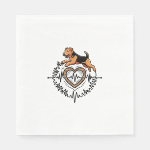 Servilleta De Papel Perro Airedale Terrier Saltando Línea de Ekg del C
