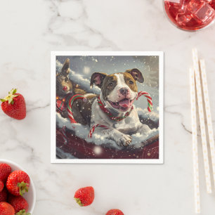 Servilleta De Papel Perro American Staffordshire Navidad Festiva