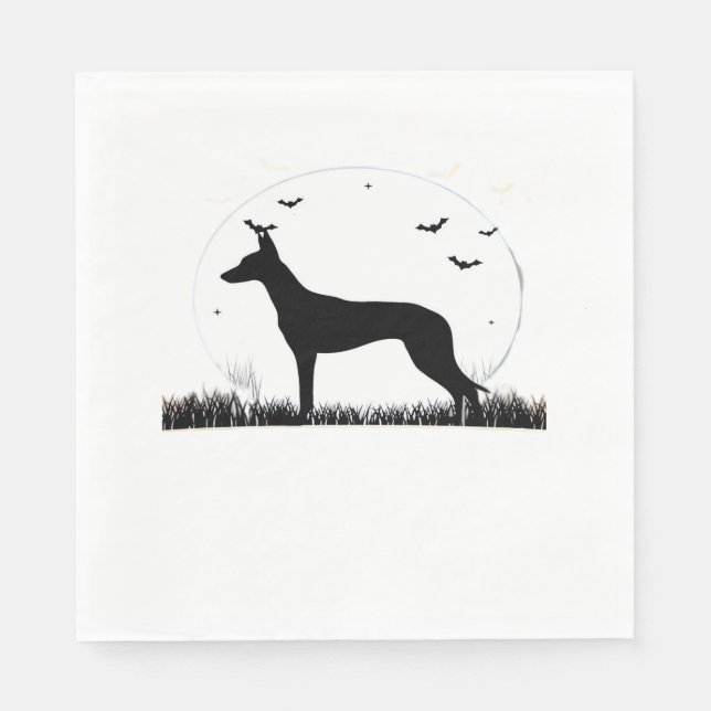 Servilleta De Papel Perro Azawakh - Halloween Moon Silhouette Classic  (Anverso)