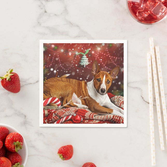 Servilleta De Papel Perro Basenji Navidad Festiva (In situ)