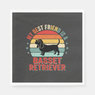 Servilleta De Papel Perro Basset Retriever Atardecer Retro