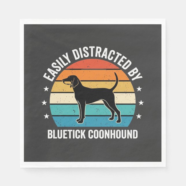 Servilleta De Papel Perro Bluetick Coonhound Atardecer Retro (Anverso)