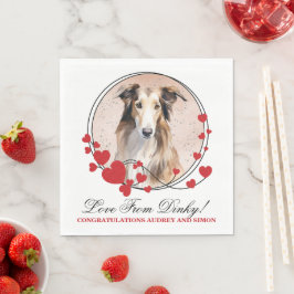 Servilleta De Papel Perro Borzoi Marco de Corazón Rojo Foto de Perro