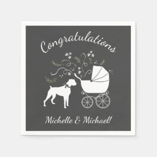 Servilleta De Papel Perro Boxeador Baby Shower Perro gris
