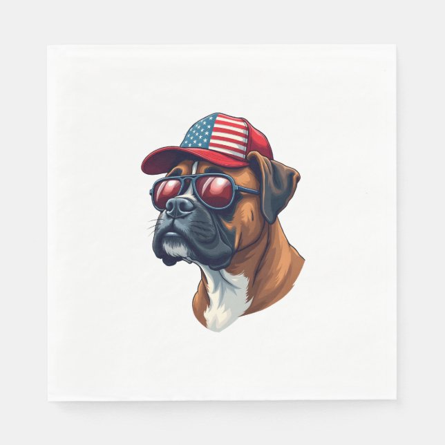 Servilleta De Papel Perro Boxer Con Azul Rojo Blanco (Anverso)