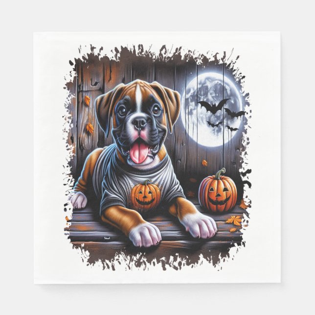 Servilleta De Papel Perro Boxer Halloween (Anverso)