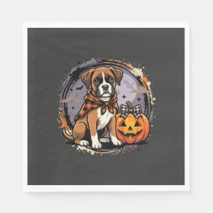 Servilleta De Papel Perro Boxer Halloween Calabaza Sublimación