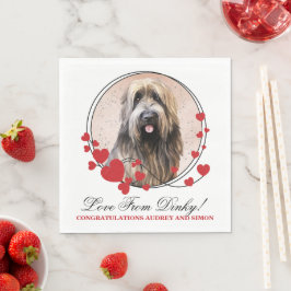 Servilleta De Papel Perro Briard Elegante Corazón Rojo Corona con Foto