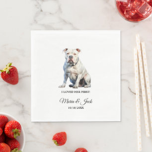 Servilleta De Papel Perro Bulldog Americano Amé su primera boda