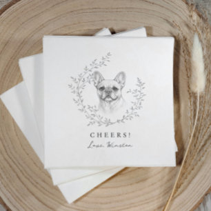 Servilleta De Papel Perro Bulldog Francés Elegante Boda Mascota Perro