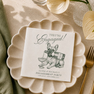 Servilleta De Papel Perro Bulldog Francés Verde Salvia Champagne Compr
