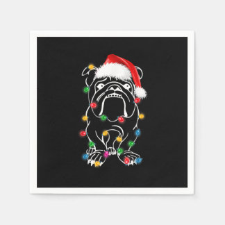 Servilleta De Papel Perro Bulldog inglés ilumina a Navidades coincidie