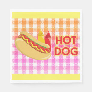 Servilleta De Papel Perro caliente en Gingham Picnic Tablecloth con co