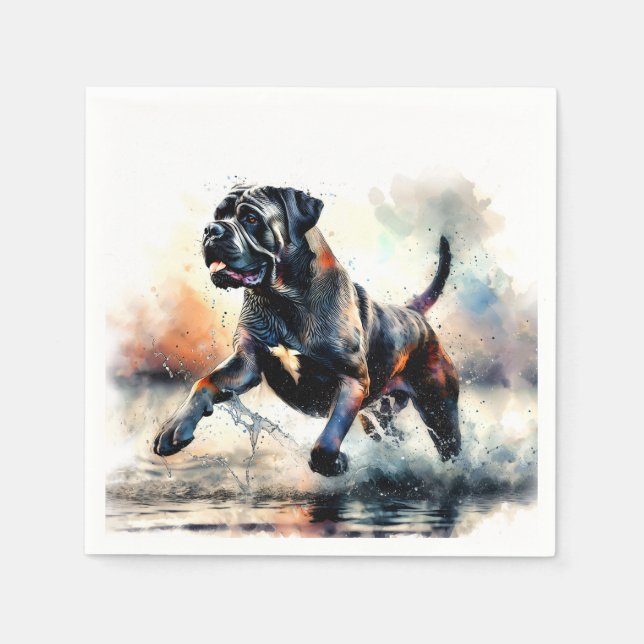Servilleta De Papel Perro Cane Corso acuarela (Anverso)