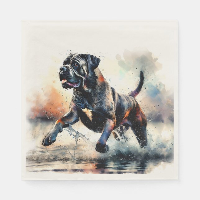 Servilleta De Papel Perro Cane Corso acuarela (Anverso)