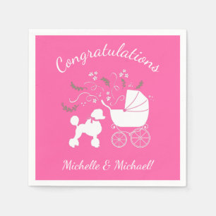 Servilleta De Papel Perro cangrejo Baby Shower Chica rosa pipa