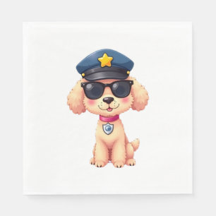 Servilleta De Papel Perro Caniche Policía Anime Chibi