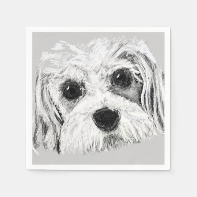 Servilleta De Papel Perro Cavachon, dibujo, lindo (Anverso)