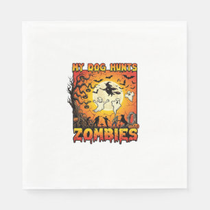 Servilleta De Papel Perro Caza Zombies Halloween Fantasmas Bruja Luna