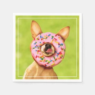 Servilleta De Papel Perro chihuahua gracioso con donut rociado en la n