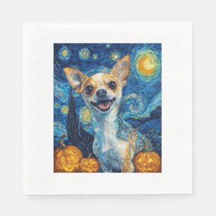 Servilleta De Papel perro chihuahua sonriente noche estrellada de Van