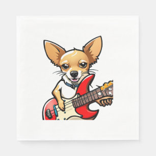 Servilleta De Papel Perro chihuahua tocando la guitarra eléctrica. Vec