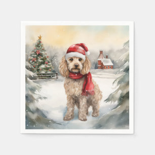 Servilleta De Papel Perro Cockapoo en Navidades de nieve